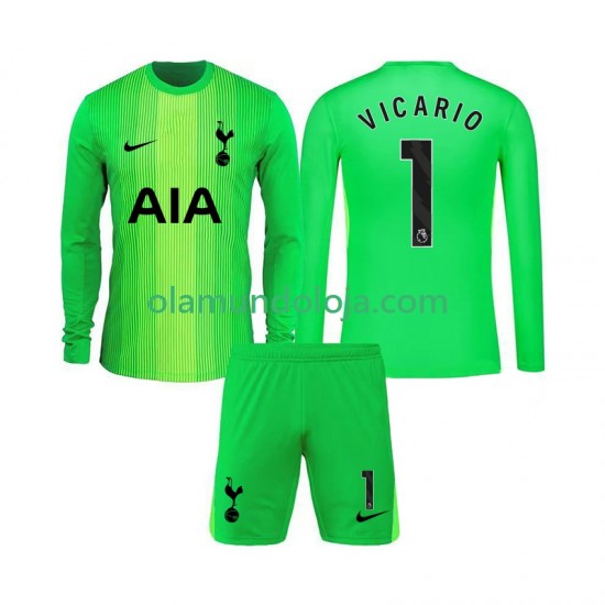 Camisola Tottenham Hotspur Guglielmo Vicario 1 Guarda-redes Criança Equipamento Primeiro 2025-2026 Manga Comprida